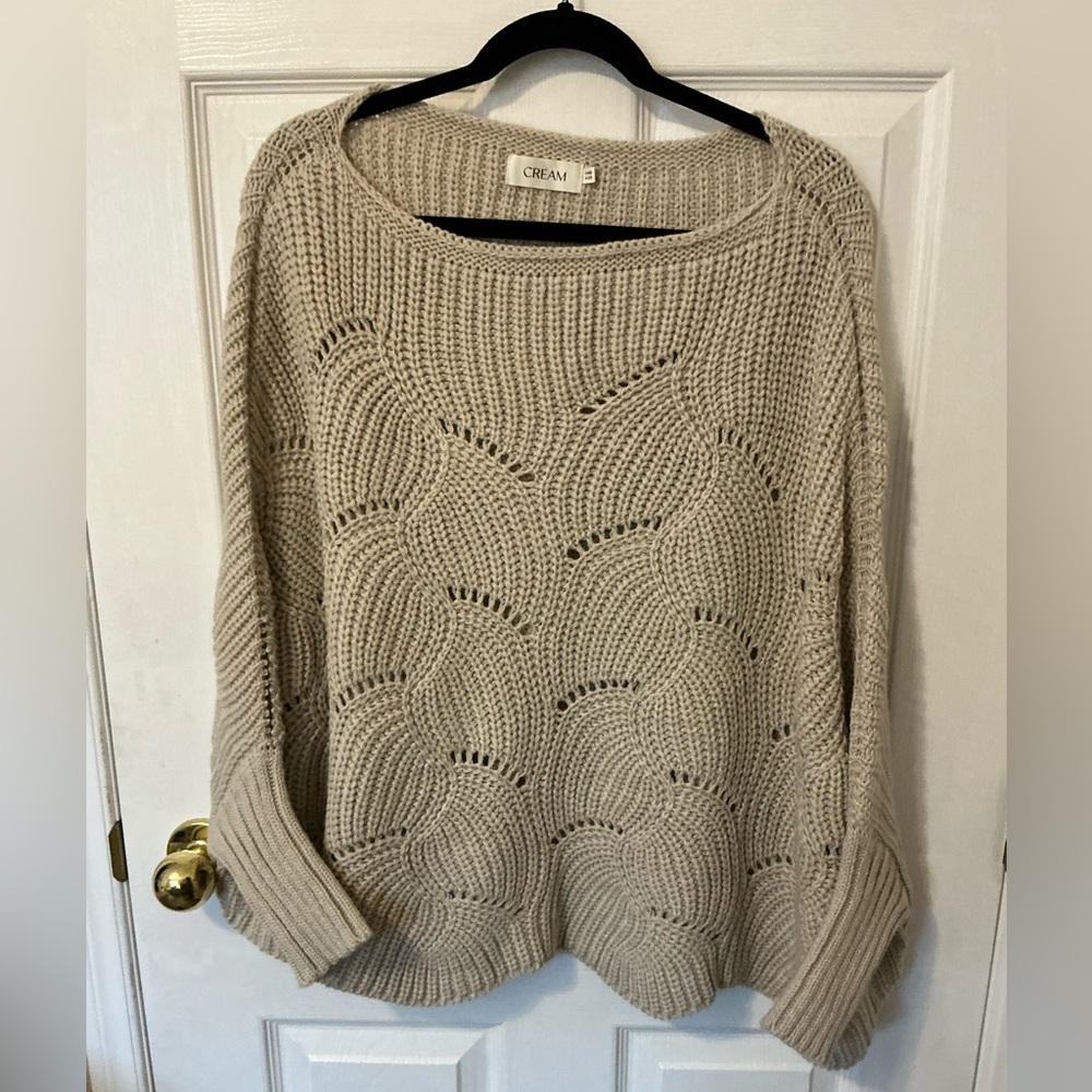 Cream Beige CRMistletoe Knit Poncho, One Size